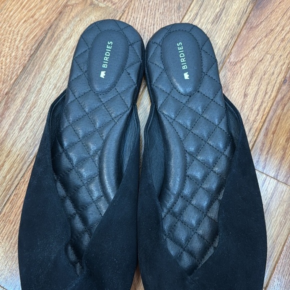 Birdies The Swan Black Suede Pointed-Toe Slides with Quilted Insole, Size 12 - Picture 6 of 8